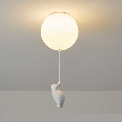 Kids LED Flush Mount Ceiling Light | H5.9 - 7.6 in | Bear Balloon Design | Resin & Acrylic | Warm Glow | Indoor | Brick by Brick