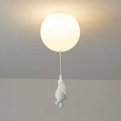 Kids LED Flush Mount Ceiling Light | H5.9 - 7.6 in | Bear Balloon Design | Resin & Acrylic | Warm Glow | Indoor | Brick by Brick
