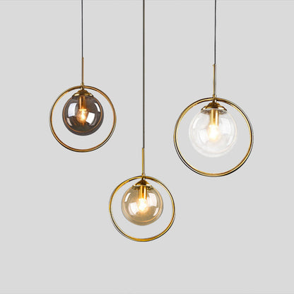 Glass Globe Pendant Lamp | 9.8 x 11.8 in | LED with 3 Light Modes | Elegant Indoor Fixture | Brick by Brick