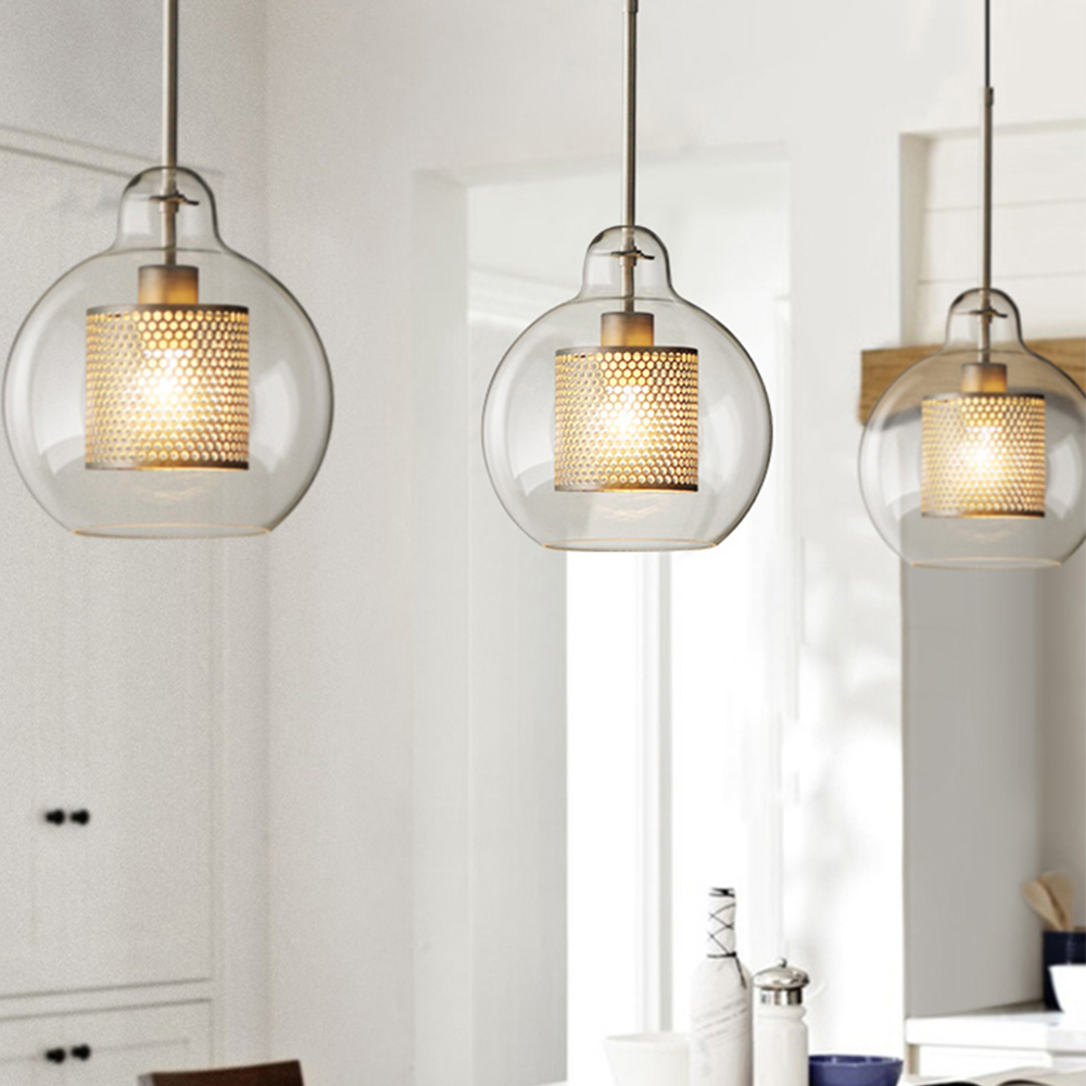 Elegant Glass Pendant Lamp | Gold or Silver | Adjustable Hanging Light | Contemporary Home Lighting | Brick by Brick