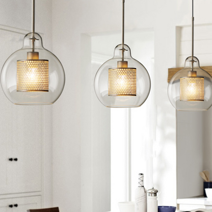 Elegant Glass Pendant Lamp | Gold or Silver | Adjustable Hanging Light | Contemporary Home Lighting | Brick by Brick