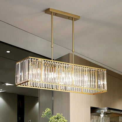 Nordic Crystal Island Chandelier | Iron + Crystal | 8.66 x 21.65-33.46 in | Elegant Fixture | Brick by Brick