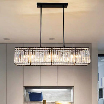 Nordic Crystal Island Chandelier | Iron + Crystal | 8.66 x 21.65-33.46 in | Elegant Fixture | Brick by Brick
