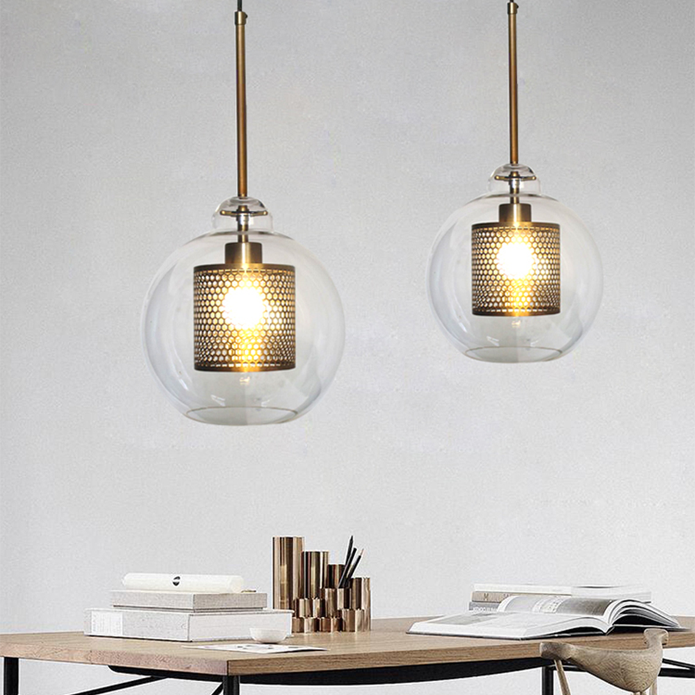 Elegant Glass Pendant Lamp | Gold or Silver | Adjustable Hanging Light | Contemporary Home Lighting | Brick by Brick