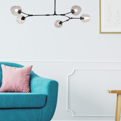 Nordic Modern Glass Pendant Light | H 31.5 - 39.3 in | Clear Bubble Design | Adjustable Brass Ceiling Fixture | Brick by Brick