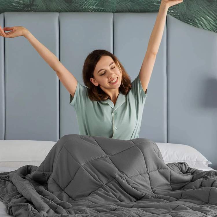 Weighted Blanket | 47 - 79 in | Therapeutic Calm Sleep Aid | Premium Fabric and Glass Beads | Brick by Brick