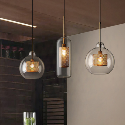 Elegant Glass Pendant Lamp | Gold or Silver | Adjustable Hanging Light | Contemporary Home Lighting | Brick by Brick