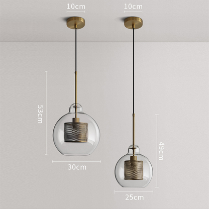 Elegant Glass Pendant Lamp | Gold or Silver | Adjustable Hanging Light | Contemporary Home Lighting | Brick by Brick