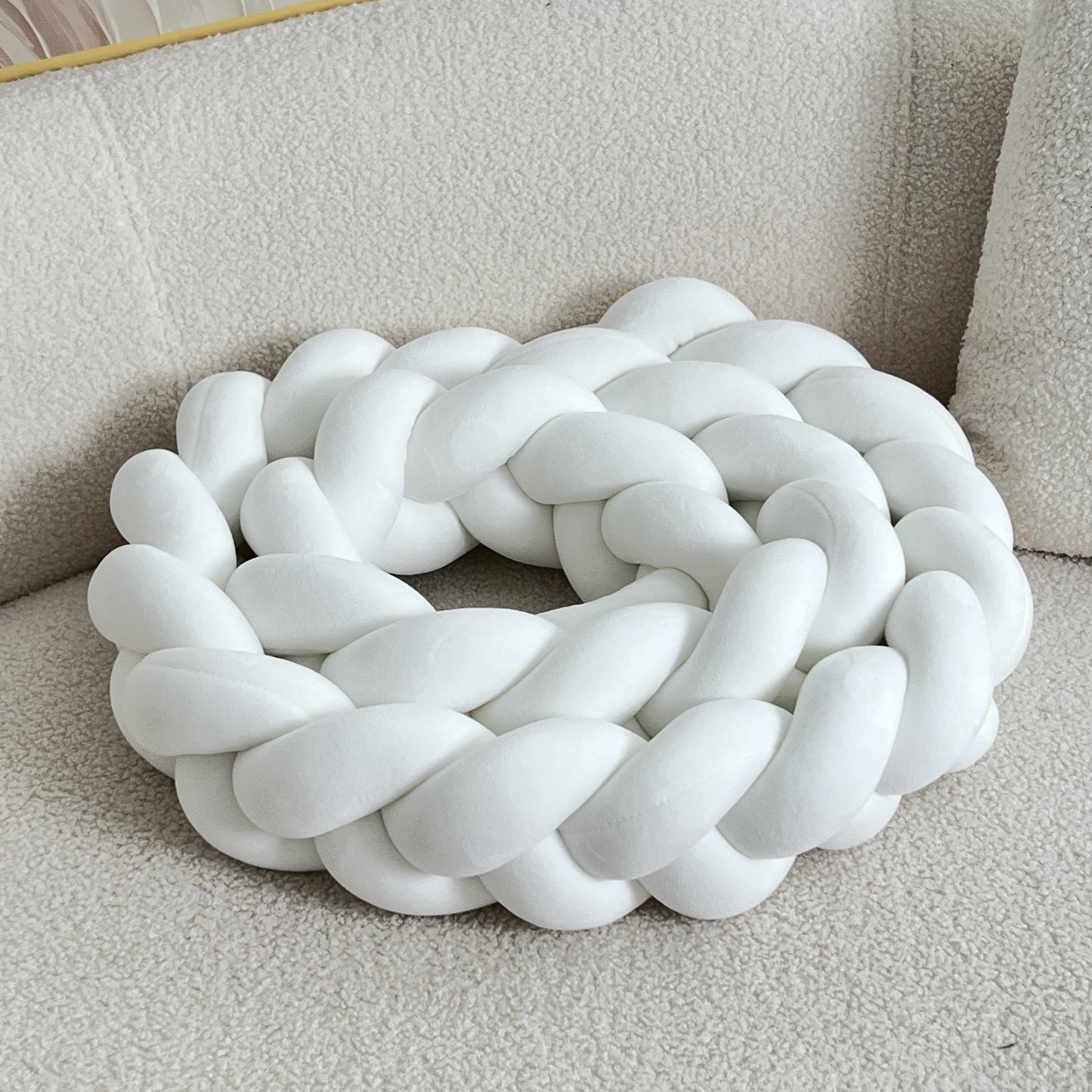 Braided Floor Cushion | Chunky Knit Floor Pillow | Modern Cream Seating | Decorative Home Accent | Brick by Brick