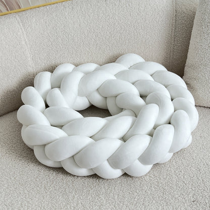 Braided Floor Cushion | Chunky Knit Floor Pillow | Modern Cream Seating | Decorative Home Accent | Brick by Brick