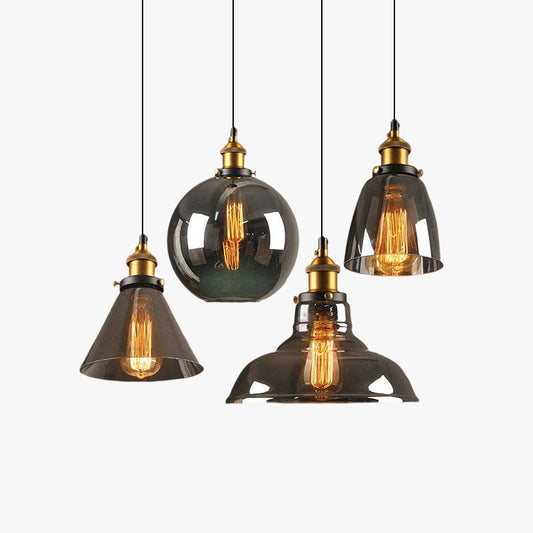 Industrial Glass Pendant Light | 5.5 - 11 in | Metal & Glass | Indoor Ceiling Lighting | Clear Amber Smoke Grey | Brick by Brick