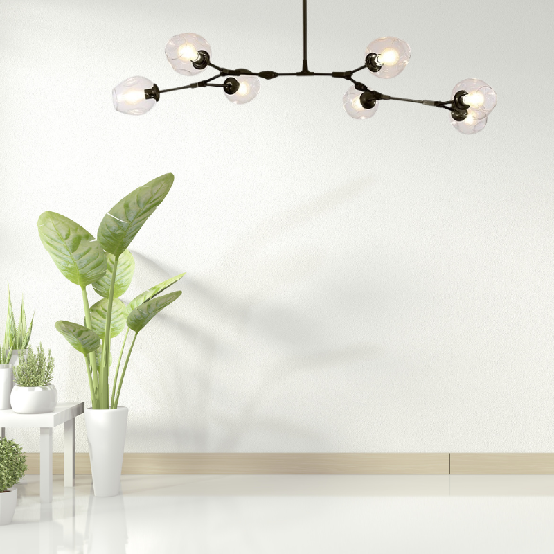 Nordic Modern Glass Pendant Light | H 31.5 - 39.3 in | Clear Bubble Design | Adjustable Brass Ceiling Fixture | Brick by Brick