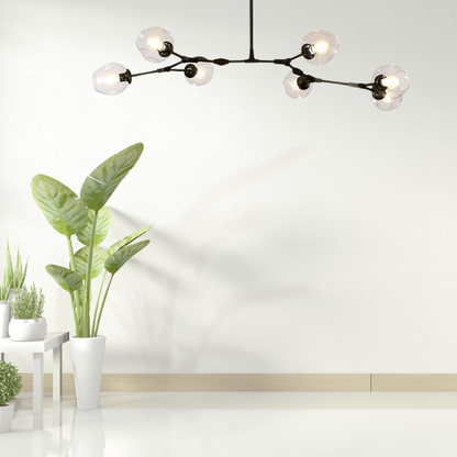 Nordic Modern Glass Pendant Light | H 31.5 - 39.3 in | Clear Bubble Design | Adjustable Brass Ceiling Fixture | Brick by Brick