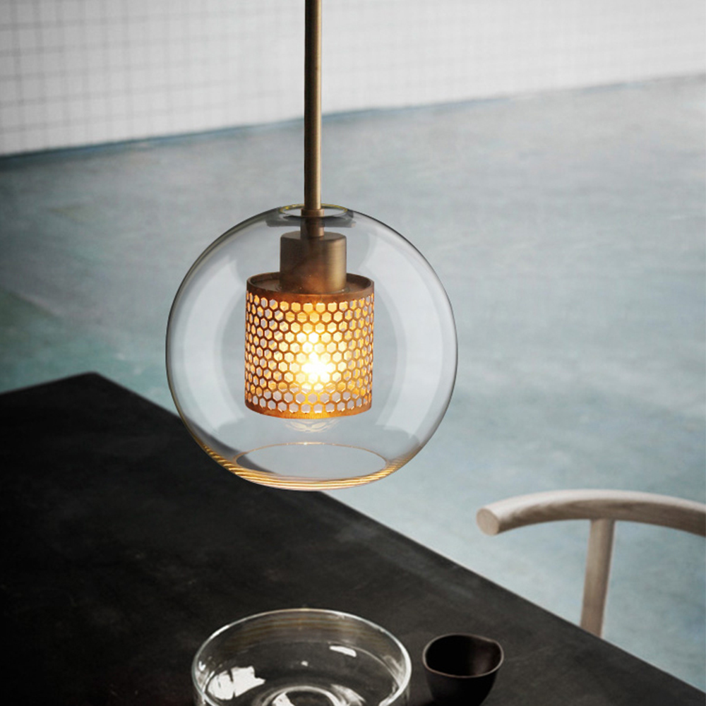 Elegant Glass Pendant Lamp | Gold or Silver | Adjustable Hanging Light | Contemporary Home Lighting | Brick by Brick