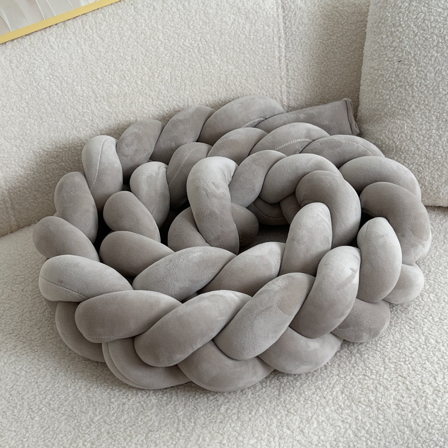 Braided Floor Cushion | Chunky Knit Floor Pillow | Modern Cream Seating | Decorative Home Accent | Brick by Brick