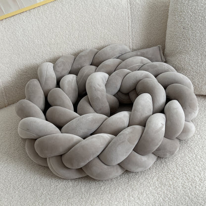 Braided Floor Cushion | Chunky Knit Floor Pillow | Modern Cream Seating | Decorative Home Accent | Brick by Brick