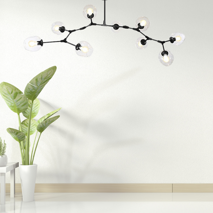 Nordic Modern Glass Pendant Light | H 31.5 - 39.3 in | Clear Bubble Design | Adjustable Brass Ceiling Fixture | Brick by Brick