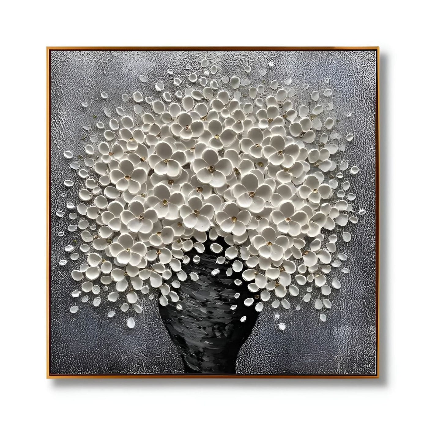 Blossoms in Bloom Wall Art | 23 - 55 in | 3D Floral Artwork | White & Neutral Textured Flowers | Brick by Brick