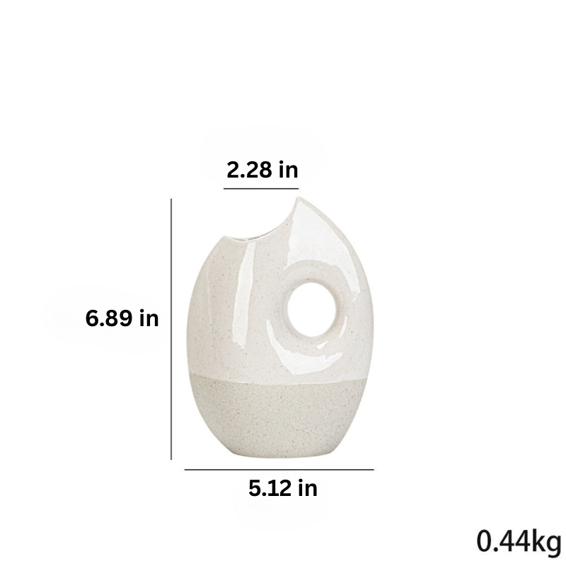Japandi Pitcher Vase | H6.89 or 10.35 in | Ceramic Home Décor | White Porcelain | Hand-Painted Accent | Brick by Brick