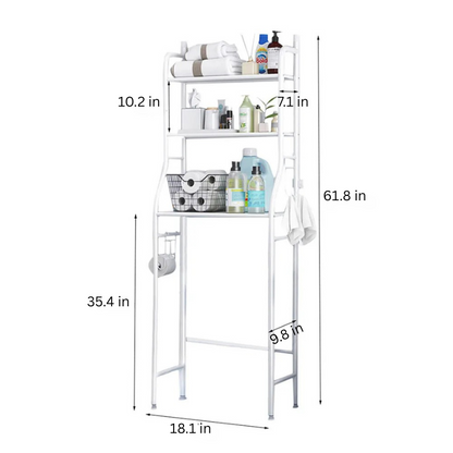 Black Metal Toilet Rack | 3-Tier Over Toilet Storage Organizer | Bathroom Shelf | Brick by Brick