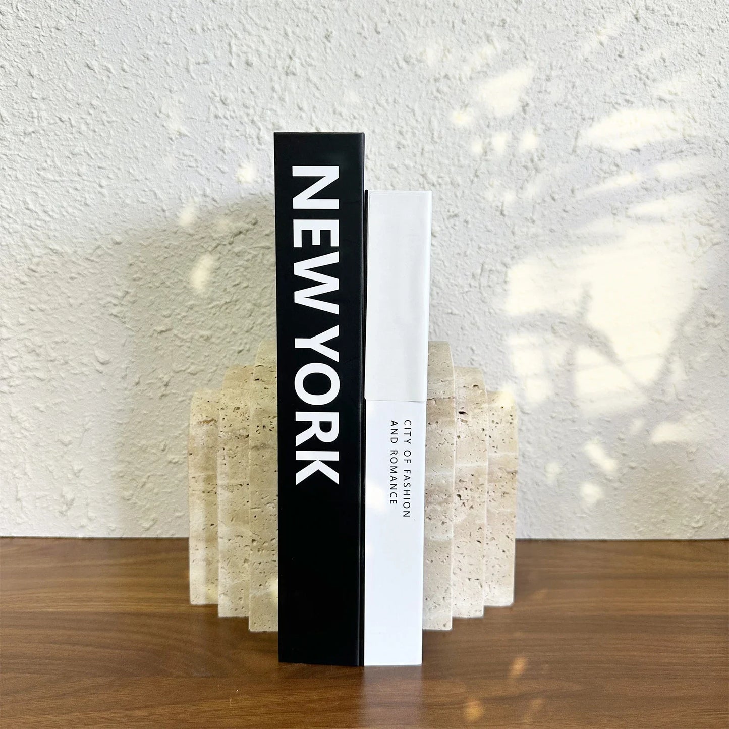 Natural Travertine Arch Bookend | H 6.26 in | Curved Stone Decor | Minimalist Shelf Accent | Brick by Brick