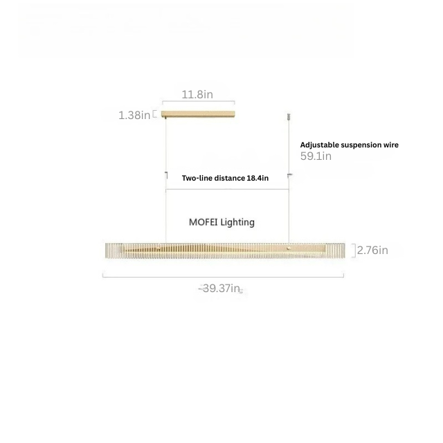 Linear Pendant Light | Modern Black & Gold | Glass Chandelier | Dining Table & Kitchen Island | Brick by Brick