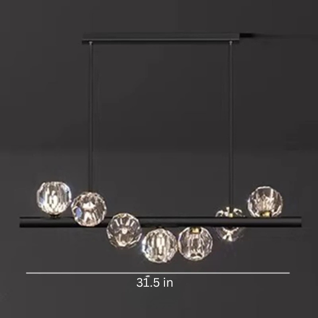 Luxury Modern Pendant Lamp | L31.5-70.8 in x 19.7 in | Ceiling Chandelier with Crystals | Multi-Head LED Lighting | Brick by Brick