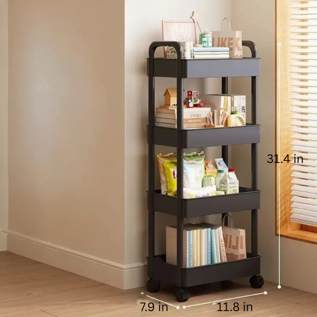 Rolling Storage Cart | White Multifunctional Shelves | Open Tier Organizer | Space-Saving Rack | Brick by Brick