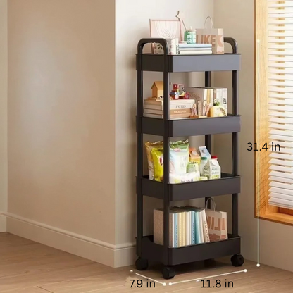 Rolling Storage Cart | White Multifunctional Shelves | Open Tier Organizer | Space-Saving Rack | Brick by Brick