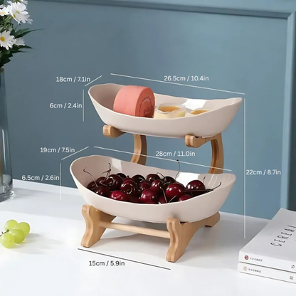 2 & 3 Tier Oval Fruit Bowl | 8.7 - 13.8 in | Space-Saving Fruit Stand | Modern Kitchen Storage Organizer | Brick by Brick