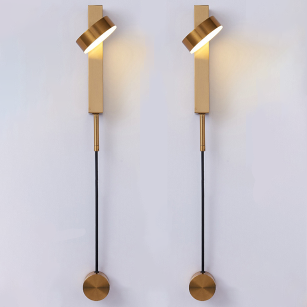 Gold Wall Sconce | 6.1 x 3.94 x 10.6 in | Modern LED Lamp with Dimmer | Adjustable Arm | Brick by Brick