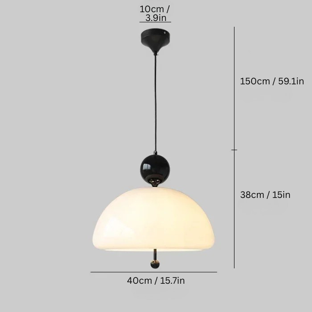 Bauhaus Retro Pendant Lamp | 15.7 x 15 in | Medieval Cream Glass Hanging Light | Nordic Colorful E27 Fixture | Brick by Brick