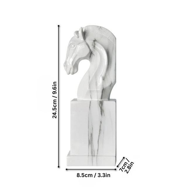 Quality Horse Bookend | H9.65 in | Marble-Like Resin Horse Head Statue | Elegant White Book Stand | Brick by Brick