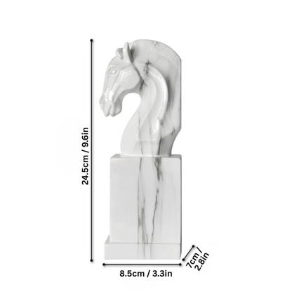 Quality Horse Bookend | H9.65 in | Marble-Like Resin Horse Head Statue | Elegant White Book Stand | Brick by Brick