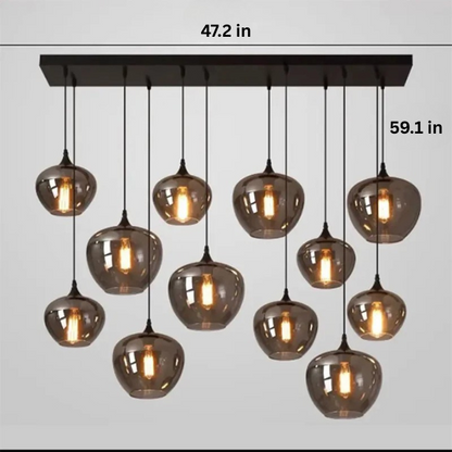 Contemporary LED Pendant Light |3-12 Heads | Glass & Iron | Remote & App Dimmable Chandelier | Brick by Brick