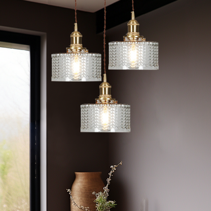 Cylinder Glass Pendant Light | Vintage Elegance | Adjustable Height 59" | Warm Glow for Modern Homes | Brick by Brick