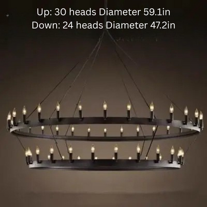 Vintage Industrial Iron Pendant Lamp | 12 - 33 Heads | Round Retro Chandelier | LED Compatible Droplight for Home Café Restaurant | Brick by Brick