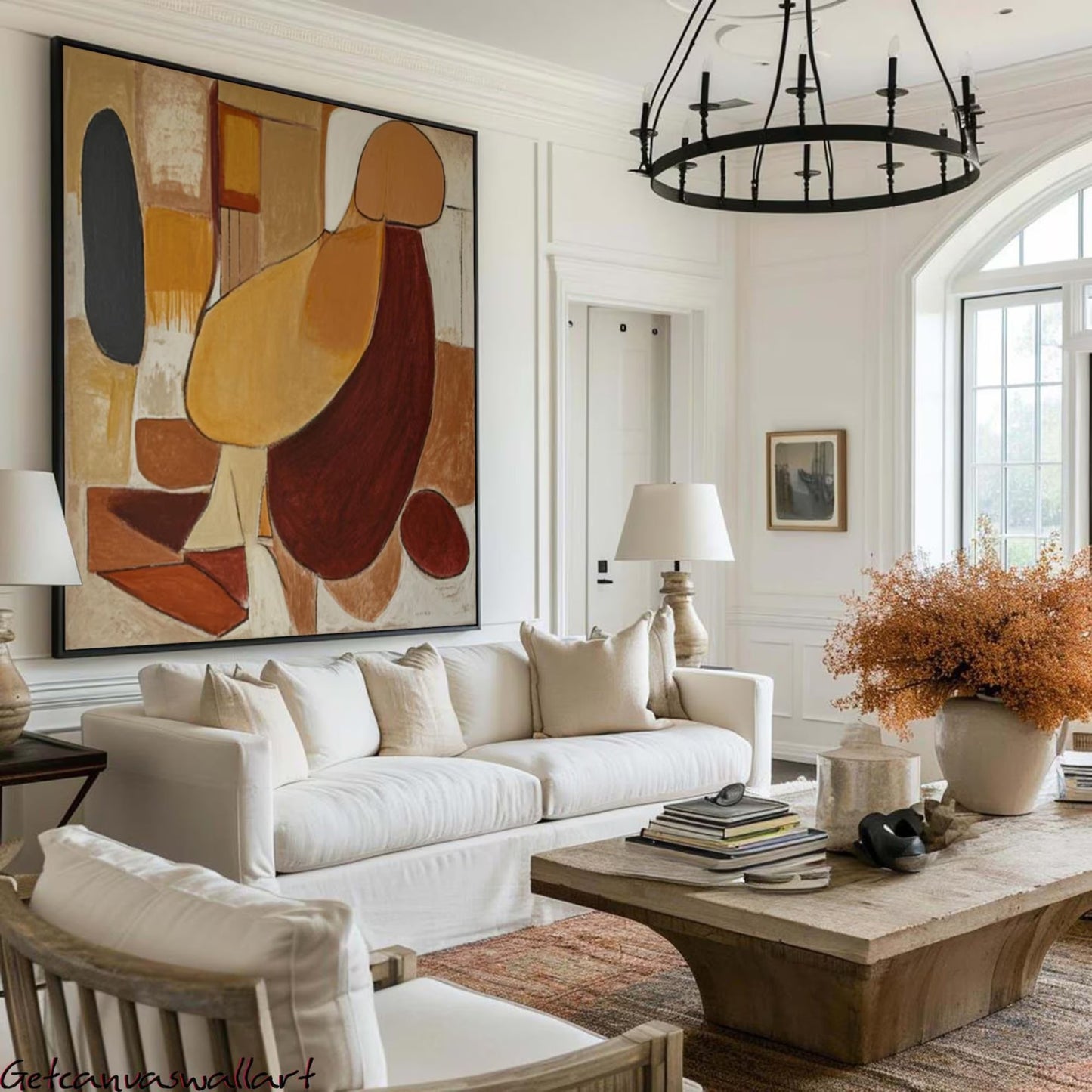 Terracotta Form Wall Art | 23 - 63 in | Hand-Painted Abstract Canvas | Organic Geometric Wall Art | Earthy Toned Home Accent | Brick by Brick