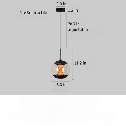 LED Glass Pendant Light |  6.3 x 11.2 in | White Shade | Dimmable with Remote | Adjustable Lighting | Brick by Brick