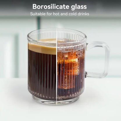 6 Pack Premium Glass | Coffee Mugs with Handle | Heat-Resistant Clear Cups | Brick by Brick