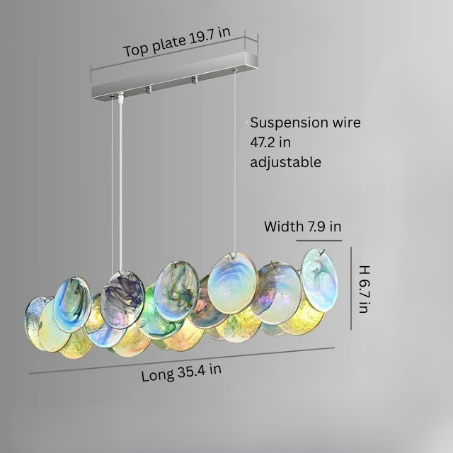 Murano Glass Chandelier | 19.7-35.4 in | Glass + Iron | LED Bulbs Included | Colorful Pendant Light | Brick by Bric