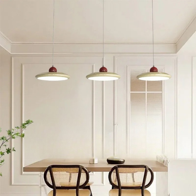 Pendant Lamp | 7.9 - 11.8in | Retro Flying Saucer Design | Metal Chandelier | Nordic Cream Style | LED E27 | Brick by Brick