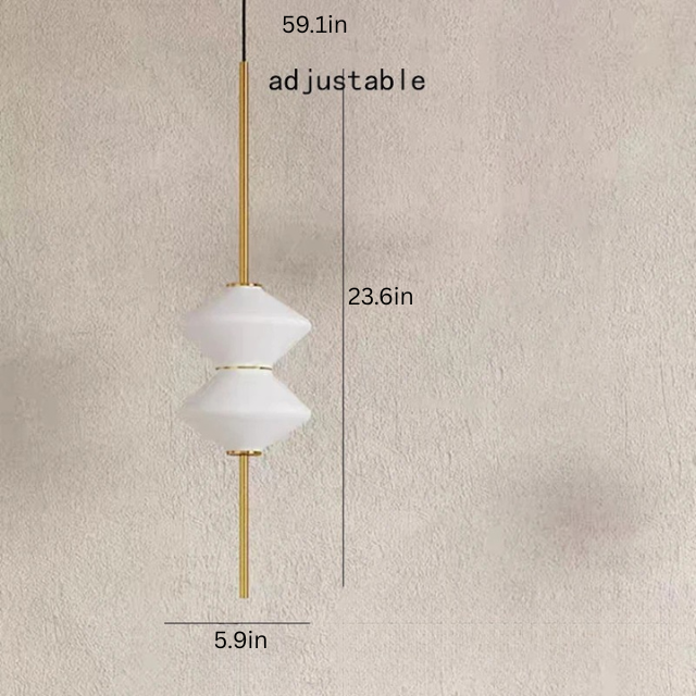 Pendant Light | Modern White Glass | 5.9 x 23.6 in | LED Ceiling Fixture | Art Deco Style | Brick by Brick