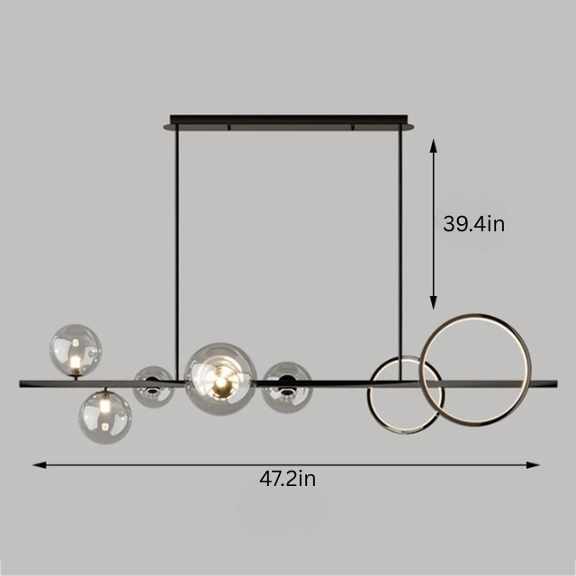 Modern LED Chandelier | 47.2 x 39.14in | Glass & Iron Pendant Light | Smart Dimmable Options | Brick by Brick