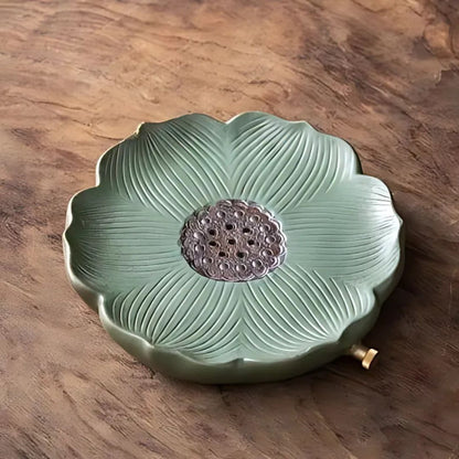 6-Piece Japanese Ceramic Teapot Set | Teapot: 6.1 × 3.6 in | Petal Side Grip Gongfu Tea Set | With Drainable Tray | Brick by Brick