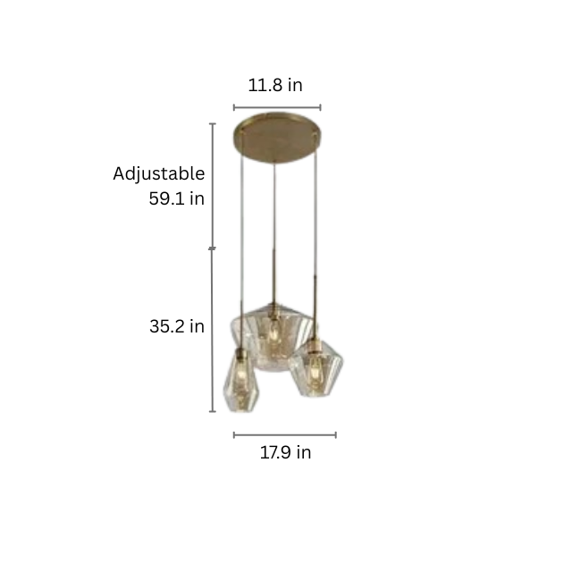 Amber Glass LED Chandelier | Modern Dimmable Pendant Light | Indoor Bedroom Living Room | Brick by Brick