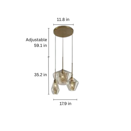 Amber Glass LED Chandelier | Modern Dimmable Pendant Light | Indoor Bedroom Living Room | Brick by Brick