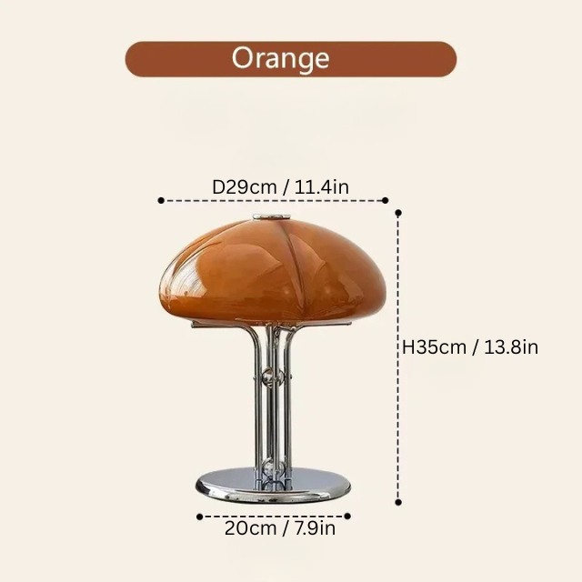 Bauhaus Mushroom Table Lamp | D11.4 in × H13.8 in| Mid Century Modern Retro Design | Creative Light in Orange | Brick by Brick