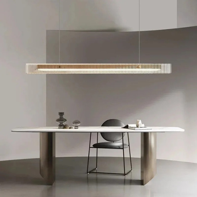 Linear Pendant Light | Modern Black & Gold | Glass Chandelier | Dining Table & Kitchen Island | Brick by Brick