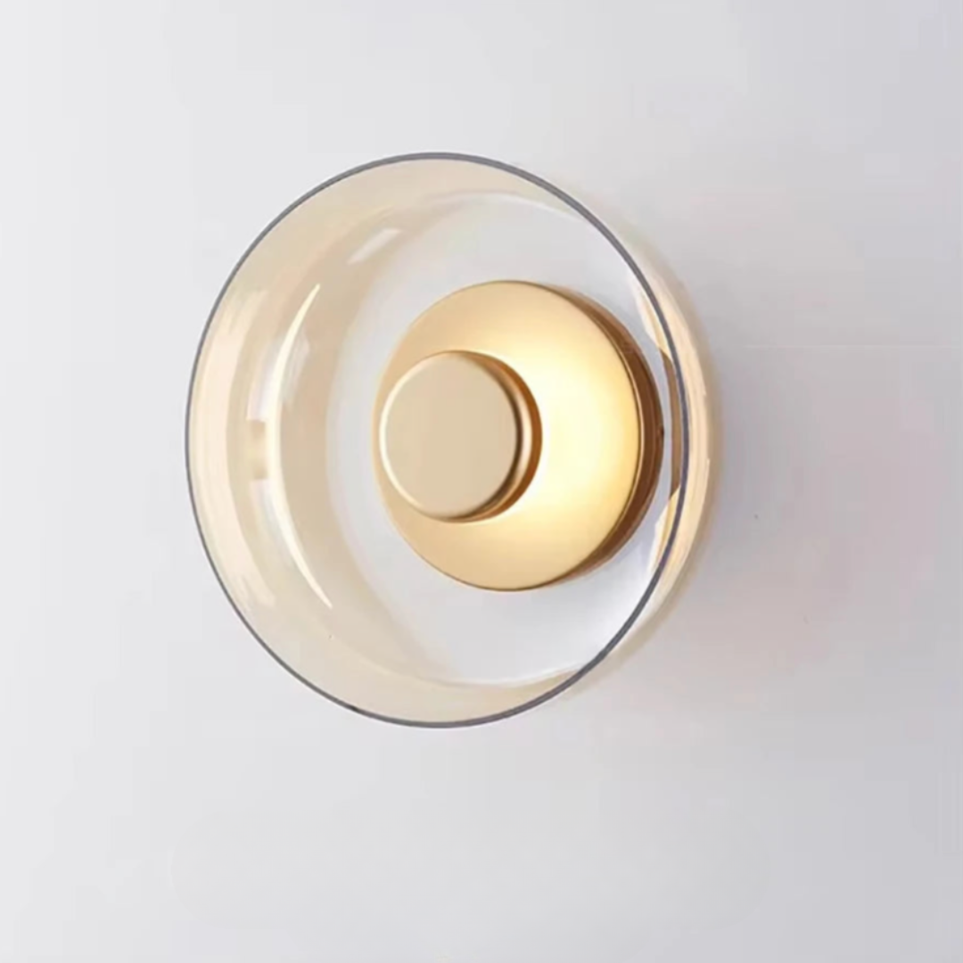 Glass Wall Lamp | D9.1 x H3.7 in | Contemporary Minimalist Sconce | Indoor Accent Light | Brick by Brick